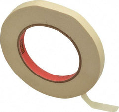 3M - 1/2" Wide x 60 Yd Long Tan Paper Masking Tape - Series 214, 5.8 mil Thick, 27 In/Lb Tensile Strength - Industrial Tool & Supply