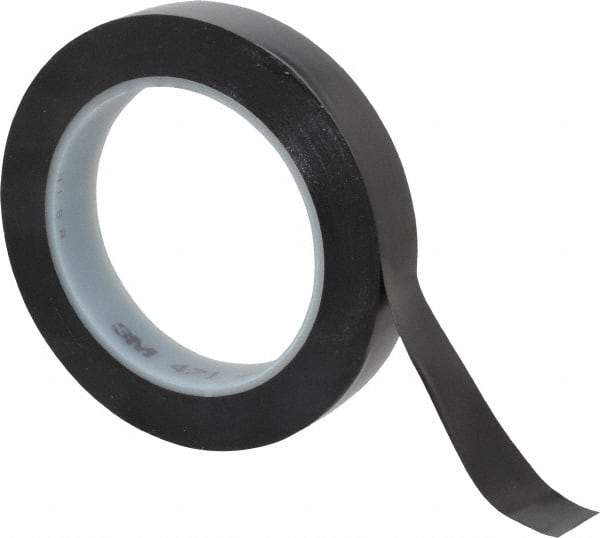 3M - Black Solid Color Vinyl Tape - 3/4" Wide x 108' Long x 5.2 mil Thick, General Traffic - Industrial Tool & Supply