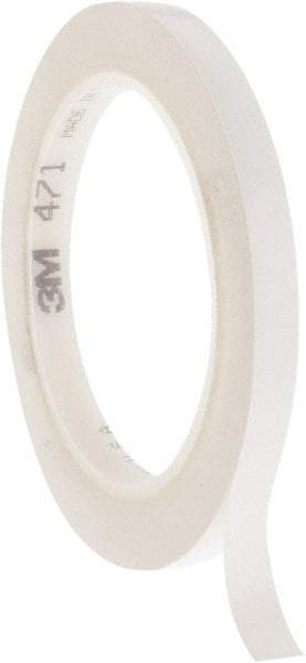 3M - White Solid Color Vinyl Tape - 3/8" Wide x 108' Long x 5.2 mil Thick, General Traffic - Industrial Tool & Supply