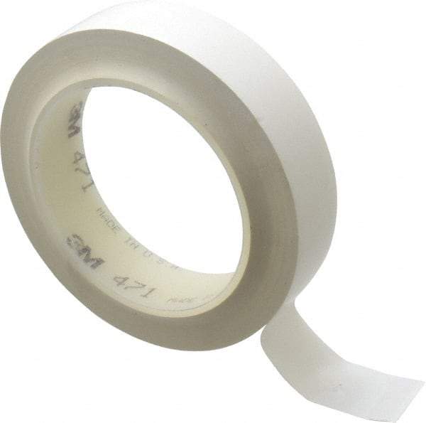 3M - White Solid Color Vinyl Tape - 1" Wide x 108' Long x 5.2 mil Thick, General Traffic - Industrial Tool & Supply