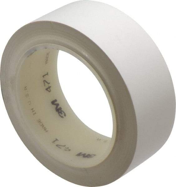 3M - White Solid Color Vinyl Tape - 1-1/2" Wide x 108' Long x 5.2 mil Thick, General Traffic - Industrial Tool & Supply