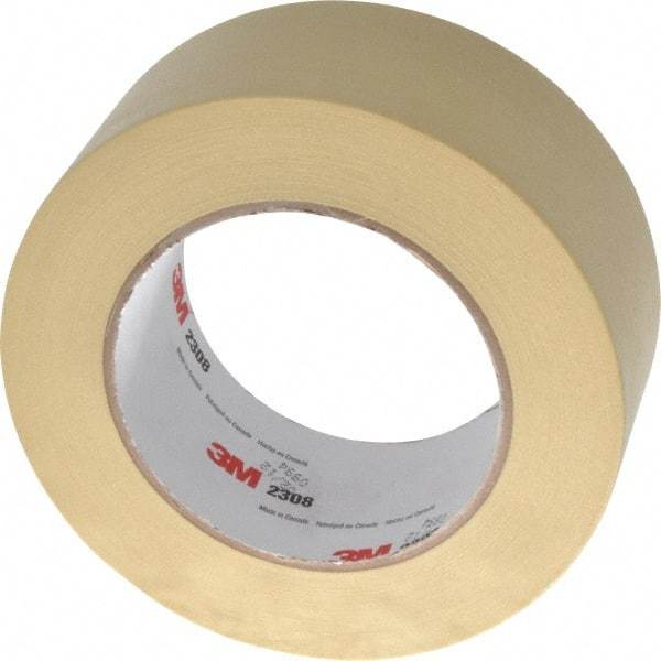 3M - 2" Wide x 60 Yd Long Tan Paper Masking Tape - Series 2308, 5.3 mil Thick, 22 In/Lb Tensile Strength - Industrial Tool & Supply