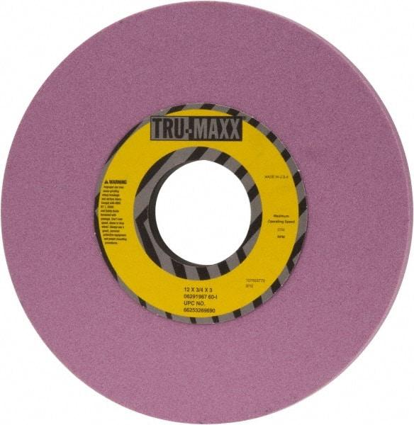 Tru-Maxx - 12" Diam x 3" Hole x 3/4" Thick, I Hardness, 60 Grit Surface Grinding Wheel - Aluminum Oxide, Type 1, Medium Grade, 2,705 Max RPM, Vitrified Bond, No Recess - Industrial Tool & Supply
