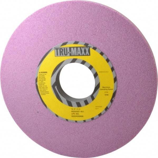 Tru-Maxx - 12" Diam x 3" Hole x 1" Thick, I Hardness, 46 Grit Surface Grinding Wheel - Aluminum Oxide, Type 1, Coarse Grade, 2,705 Max RPM, Vitrified Bond, No Recess - Industrial Tool & Supply