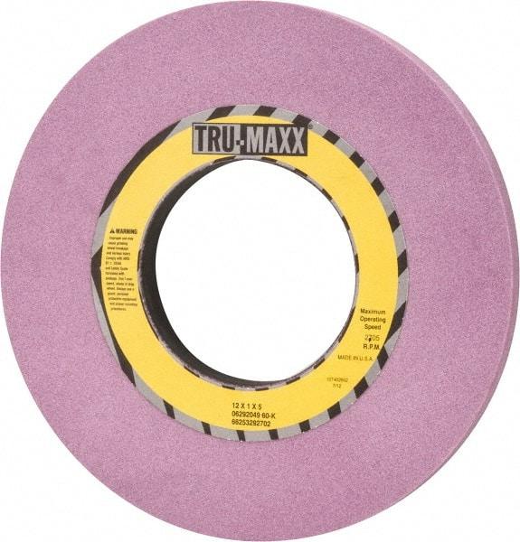 Tru-Maxx - 12" Diam x 5" Hole x 1" Thick, K Hardness, 60 Grit Surface Grinding Wheel - Aluminum Oxide, Type 1, Medium Grade, 2,705 Max RPM, Vitrified Bond, No Recess - Industrial Tool & Supply