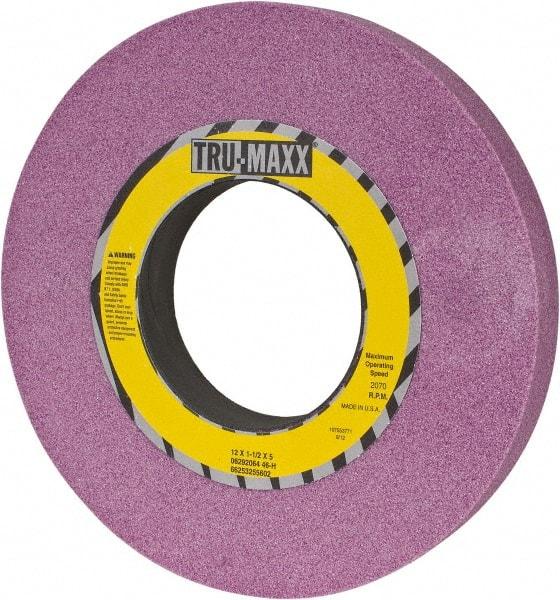 Tru-Maxx - 12" Diam x 5" Hole x 1-1/2" Thick, H Hardness, 46 Grit Surface Grinding Wheel - Aluminum Oxide, Type 1, Coarse Grade, 2,070 Max RPM, Vitrified Bond, No Recess - Industrial Tool & Supply