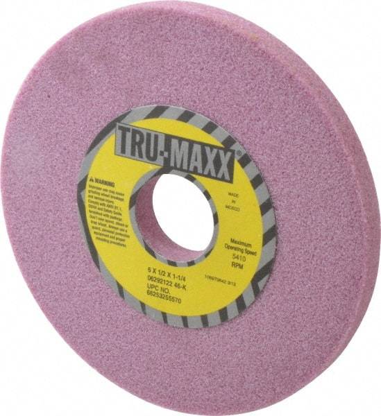 Tru-Maxx - 6" Diam x 1-1/4" Hole x 1/2" Thick, K Hardness, 46 Grit Surface Grinding Wheel - Aluminum Oxide, Type 1, Coarse Grade, 5,410 Max RPM, Vitrified Bond, No Recess - Industrial Tool & Supply