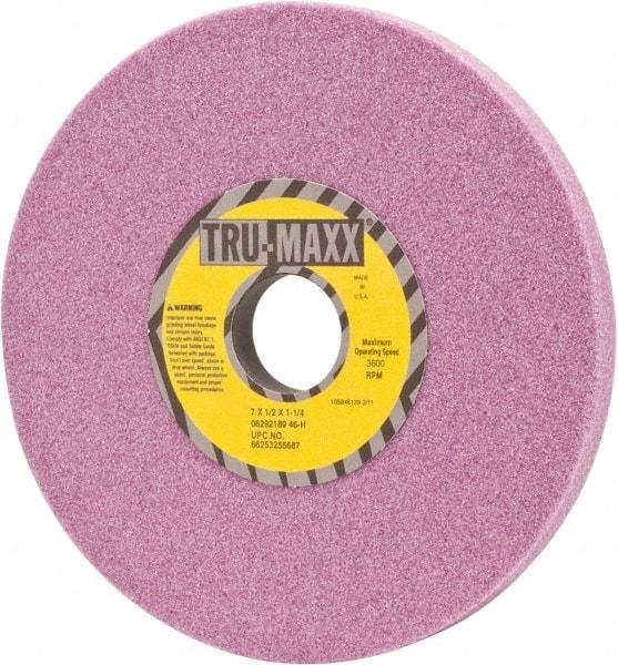 Tru-Maxx - 7" Diam x 1-1/4" Hole x 1/2" Thick, H Hardness, 46 Grit Surface Grinding Wheel - Aluminum Oxide, Type 1, Coarse Grade, 3,600 Max RPM, Vitrified Bond, No Recess - Industrial Tool & Supply