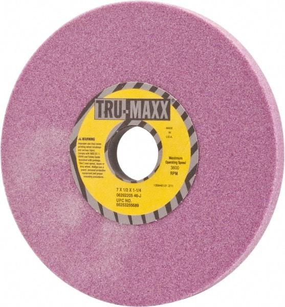 Tru-Maxx - 7" Diam x 1-1/4" Hole x 1/2" Thick, J Hardness, 46 Grit Surface Grinding Wheel - Aluminum Oxide, Type 1, Coarse Grade, 3,600 Max RPM, Vitrified Bond, No Recess - Industrial Tool & Supply