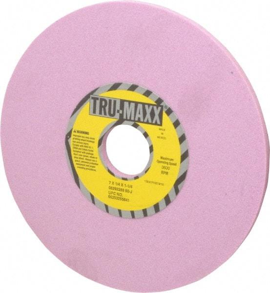 Tru-Maxx - 7" Diam x 1-1/4" Hole x 1/4" Thick, J Hardness, 80 Grit Surface Grinding Wheel - Aluminum Oxide, Type 1, Medium Grade, 3,600 Max RPM, Vitrified Bond, No Recess - Industrial Tool & Supply