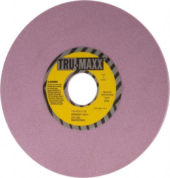 Tru-Maxx - 7" Diam x 1-1/4" Hole x 1/4" Thick, H Hardness, 100 Grit Surface Grinding Wheel - Aluminum Oxide, Type 1, Fine Grade, 3,600 Max RPM, Vitrified Bond, No Recess - Industrial Tool & Supply