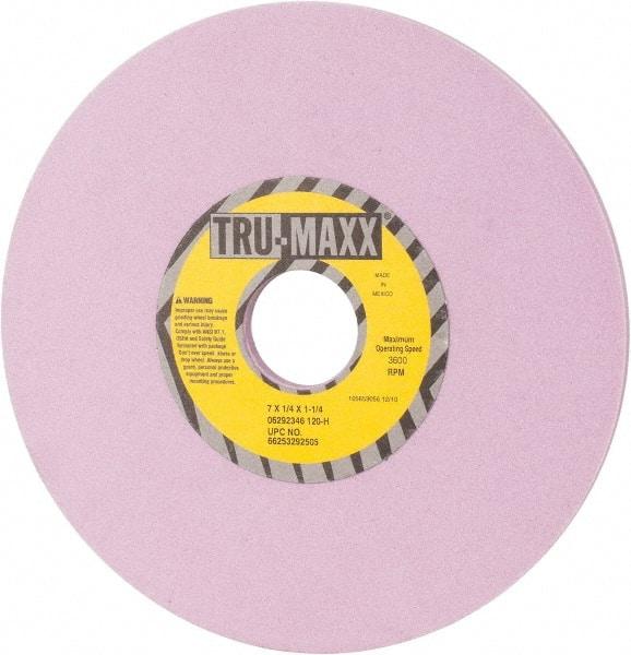 Tru-Maxx - 7" Diam x 1-1/4" Hole x 1/4" Thick, H Hardness, 120 Grit Surface Grinding Wheel - Aluminum Oxide, Type 1, Fine Grade, 3,600 Max RPM, Vitrified Bond, No Recess - Industrial Tool & Supply