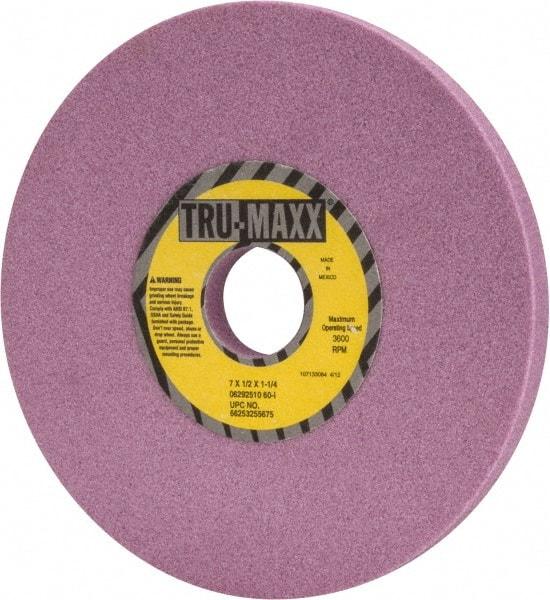 Tru-Maxx - 7" Diam x 1-1/4" Hole x 1/2" Thick, I Hardness, 60 Grit Surface Grinding Wheel - Aluminum Oxide, Type 1, Medium Grade, 3,600 Max RPM, Vitrified Bond, No Recess - Industrial Tool & Supply