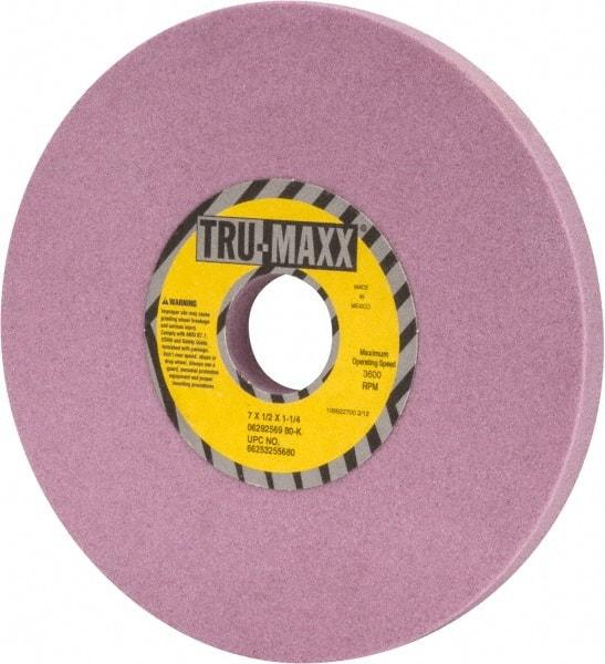 Tru-Maxx - 7" Diam x 1-1/4" Hole x 1/2" Thick, K Hardness, 80 Grit Surface Grinding Wheel - Aluminum Oxide, Type 1, Medium Grade, 3,600 Max RPM, Vitrified Bond, No Recess - Industrial Tool & Supply