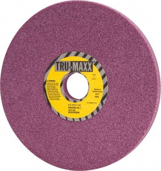 Tru-Maxx - 8" Diam x 1-1/4" Hole x 1/2" Thick, J Hardness, 46 Grit Surface Grinding Wheel - Aluminum Oxide, Type 1, Coarse Grade, 3,600 Max RPM, Vitrified Bond, No Recess - Industrial Tool & Supply