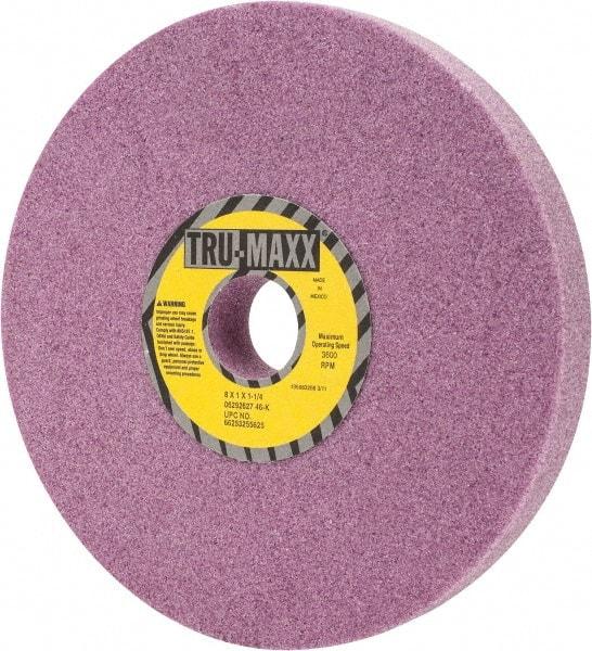 Tru-Maxx - 8" Diam x 1-1/4" Hole x 1" Thick, K Hardness, 46 Grit Surface Grinding Wheel - Aluminum Oxide, Type 1, Coarse Grade, 3,600 Max RPM, Vitrified Bond, No Recess - Industrial Tool & Supply