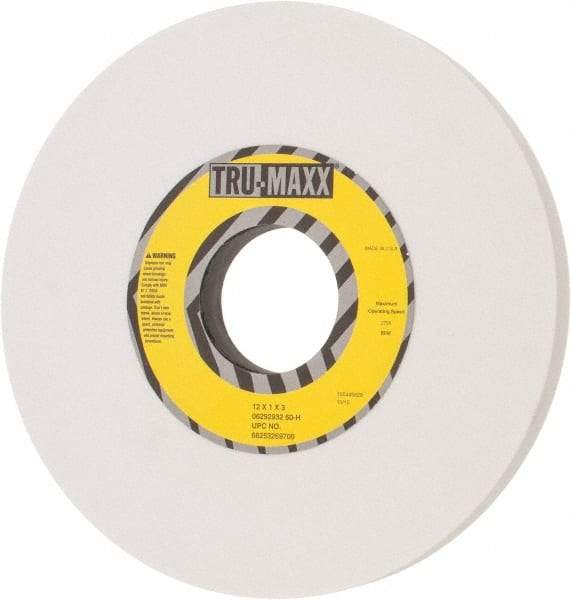 Tru-Maxx - 12" Diam x 3" Hole x 1" Thick, H Hardness, 60 Grit Surface Grinding Wheel - Aluminum Oxide, Type 1, Medium Grade, 2,705 Max RPM, Vitrified Bond, No Recess - Industrial Tool & Supply