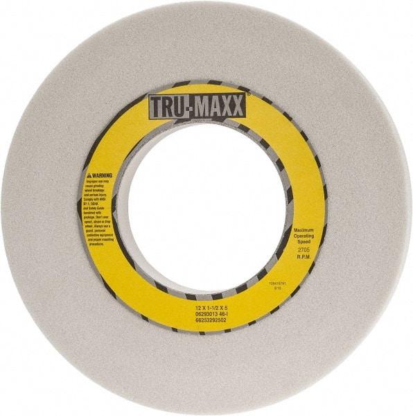 Tru-Maxx - 12" Diam x 5" Hole x 1-1/2" Thick, I Hardness, 46 Grit Surface Grinding Wheel - Aluminum Oxide, Type 1, Coarse Grade, 2,705 Max RPM, Vitrified Bond, No Recess - Industrial Tool & Supply