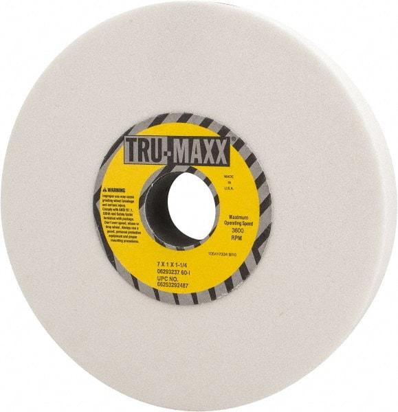 Tru-Maxx - 7" Diam x 1-1/4" Hole x 1" Thick, I Hardness, 60 Grit Surface Grinding Wheel - Aluminum Oxide, Type 1, Medium Grade, 3,600 Max RPM, Vitrified Bond, No Recess - Industrial Tool & Supply