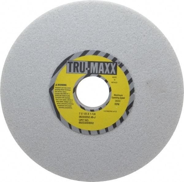 Tru-Maxx - 7" Diam x 1-1/4" Hole x 1/2" Thick, J Hardness, 46 Grit Surface Grinding Wheel - Aluminum Oxide, Type 1, Coarse Grade, 3,600 Max RPM, Vitrified Bond, No Recess - Industrial Tool & Supply