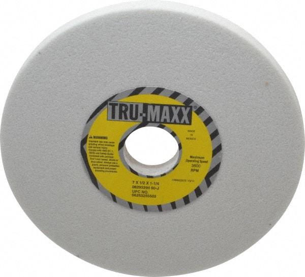 Tru-Maxx - 7" Diam x 1-1/4" Hole x 1/2" Thick, J Hardness, 60 Grit Surface Grinding Wheel - Aluminum Oxide, Type 1, Medium Grade, 3,600 Max RPM, Vitrified Bond, No Recess - Industrial Tool & Supply