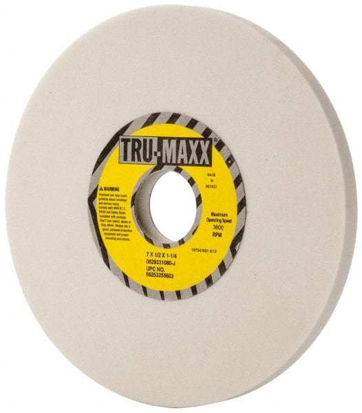 Tru-Maxx - 7" Diam x 1-1/4" Hole x 1/2" Thick, J Hardness, 80 Grit Surface Grinding Wheel - Aluminum Oxide, Type 1, Medium Grade, 3,600 Max RPM, Vitrified Bond, No Recess - Industrial Tool & Supply