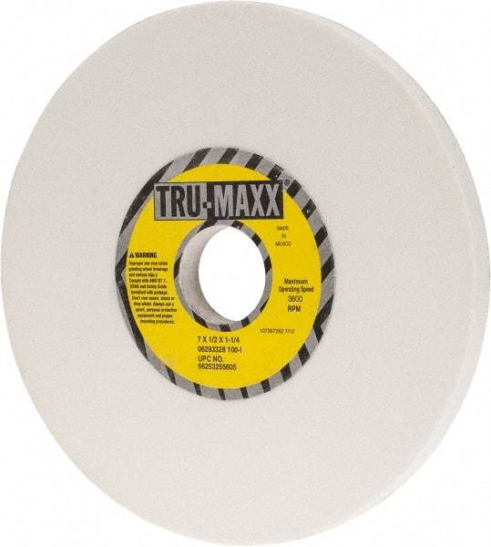 Tru-Maxx - 7" Diam x 1-1/4" Hole x 1/2" Thick, I Hardness, 100 Grit Surface Grinding Wheel - Aluminum Oxide, Type 1, Fine Grade, 3,600 Max RPM, Vitrified Bond, No Recess - Industrial Tool & Supply