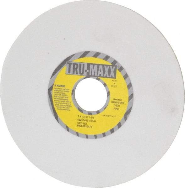 Tru-Maxx - 7" Diam x 1-1/4" Hole x 1/4" Thick, H Hardness, 100 Grit Surface Grinding Wheel - Aluminum Oxide, Type 1, Fine Grade, 3,600 Max RPM, Vitrified Bond, No Recess - Industrial Tool & Supply