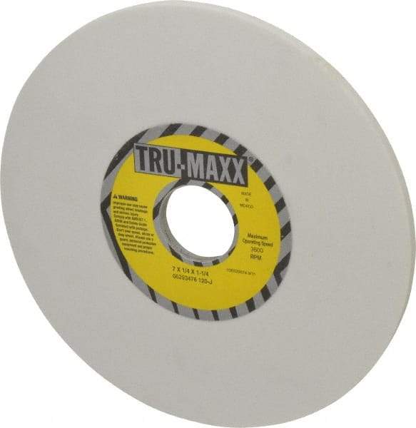 Tru-Maxx - 7" Diam x 1-1/4" Hole x 1/4" Thick, J Hardness, 120 Grit Surface Grinding Wheel - Aluminum Oxide, Type 1, Fine Grade, 3,600 Max RPM, Vitrified Bond, No Recess - Industrial Tool & Supply