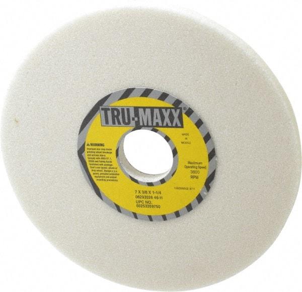 Tru-Maxx - 7" Diam x 1-1/4" Hole x 3/8" Thick, H Hardness, 46 Grit Surface Grinding Wheel - Aluminum Oxide, Type 1, Coarse Grade, 3,600 Max RPM, Vitrified Bond, No Recess - Industrial Tool & Supply