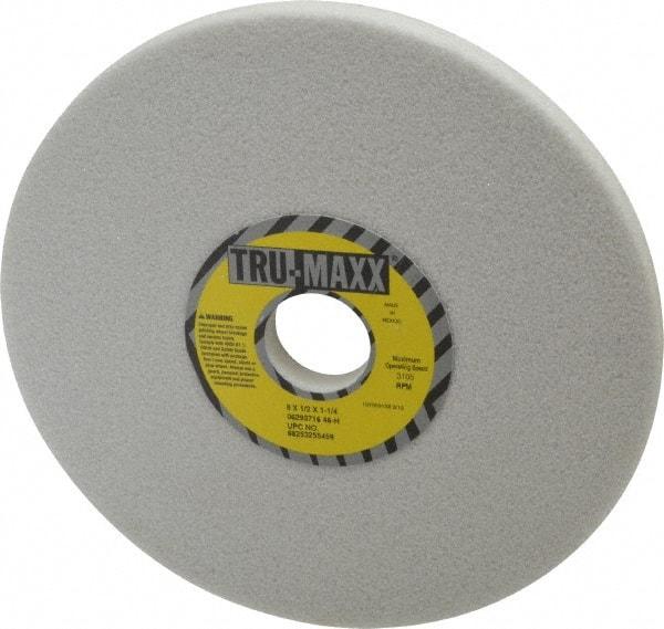 Tru-Maxx - 8" Diam x 1-1/4" Hole x 1/2" Thick, H Hardness, 46 Grit Surface Grinding Wheel - Aluminum Oxide, Type 1, Coarse Grade, 3,105 Max RPM, Vitrified Bond, No Recess - Industrial Tool & Supply