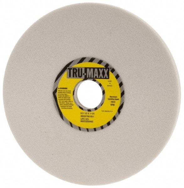 Tru-Maxx - 8" Diam x 1-1/4" Hole x 1/2" Thick, I Hardness, 60 Grit Surface Grinding Wheel - Aluminum Oxide, Type 1, Medium Grade, 3,600 Max RPM, Vitrified Bond, No Recess - Industrial Tool & Supply