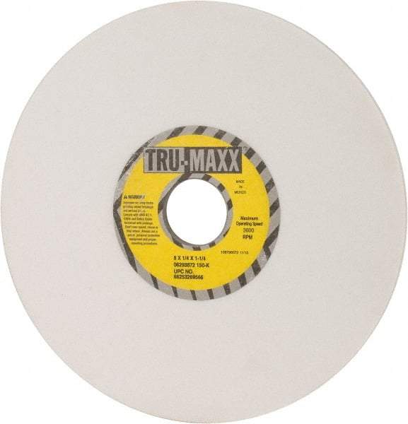 Tru-Maxx - 8" Diam x 1-1/4" Hole x 1/4" Thick, K Hardness, 150 Grit Surface Grinding Wheel - Aluminum Oxide, Type 1, Very Fine Grade, 3,600 Max RPM, Vitrified Bond, No Recess - Industrial Tool & Supply