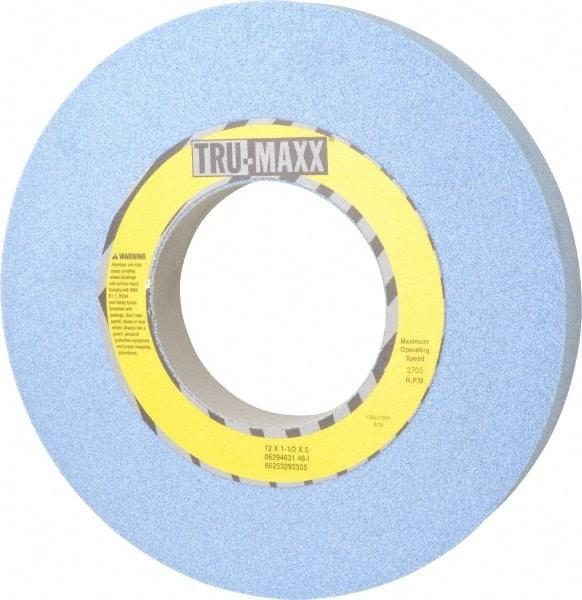 Tru-Maxx - 12" Diam x 5" Hole x 1-1/2" Thick, I Hardness, 46 Grit Surface Grinding Wheel - Ceramic, Type 1, Coarse Grade, 2,705 Max RPM, Vitrified Bond, No Recess - Industrial Tool & Supply