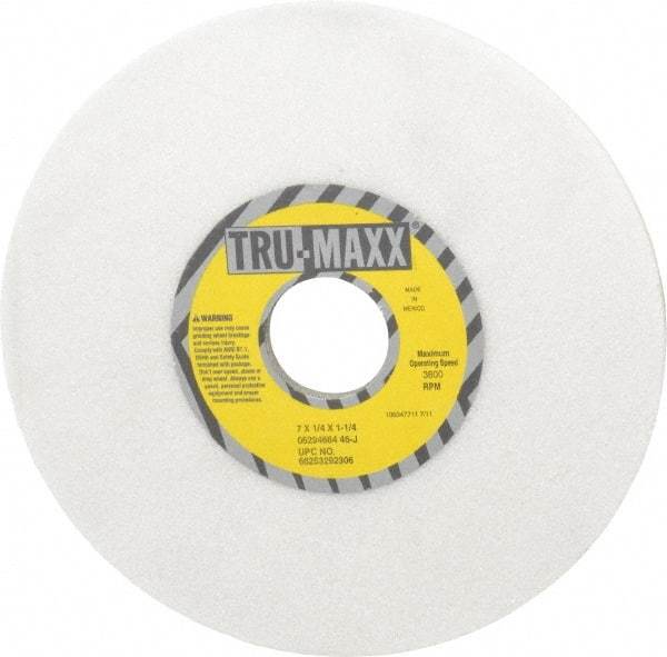 Tru-Maxx - 7" Diam x 1-1/4" Hole x 1/4" Thick, J Hardness, 46 Grit Surface Grinding Wheel - Ceramic, Type 1, Coarse Grade, 3,600 Max RPM, Vitrified Bond, No Recess - Industrial Tool & Supply