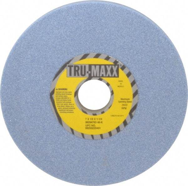 Tru-Maxx - 7" Diam x 1-1/4" Hole x 1/2" Thick, K Hardness, 46 Grit Surface Grinding Wheel - Ceramic, Type 1, Coarse Grade, 3,600 Max RPM, Vitrified Bond, No Recess - Industrial Tool & Supply