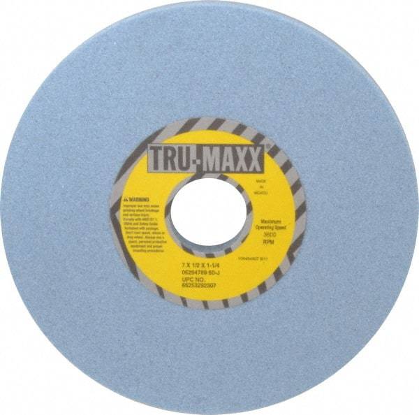 Tru-Maxx - 7" Diam x 1-1/4" Hole x 1/2" Thick, J Hardness, 60 Grit Surface Grinding Wheel - Ceramic, Type 1, Medium Grade, 3,600 Max RPM, Vitrified Bond, No Recess - Industrial Tool & Supply