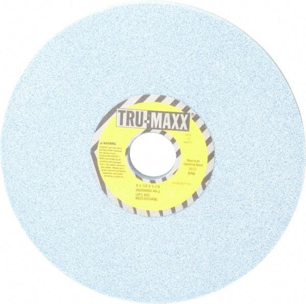 Tru-Maxx - 8" Diam x 1-1/4" Hole x 1/2" Thick, J Hardness, 46 Grit Surface Grinding Wheel - Ceramic, Type 1, Coarse Grade, 3,600 Max RPM, Vitrified Bond, No Recess - Industrial Tool & Supply