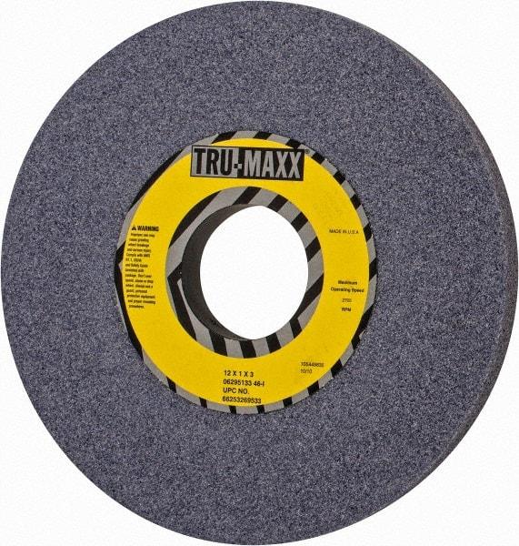 Tru-Maxx - 12" Diam x 3" Hole x 1" Thick, I Hardness, 46 Grit Surface Grinding Wheel - Aluminum Oxide, Type 1, Coarse Grade, 2,705 Max RPM, Vitrified Bond, No Recess - Industrial Tool & Supply