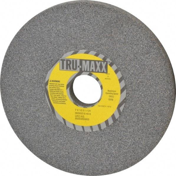 Tru-Maxx - 7" Diam x 1-1/4" Hole x 1/2" Thick, K Hardness, 46 Grit Surface Grinding Wheel - Aluminum Oxide, Type 1, Coarse Grade, 3,600 Max RPM, Vitrified Bond, No Recess - Industrial Tool & Supply