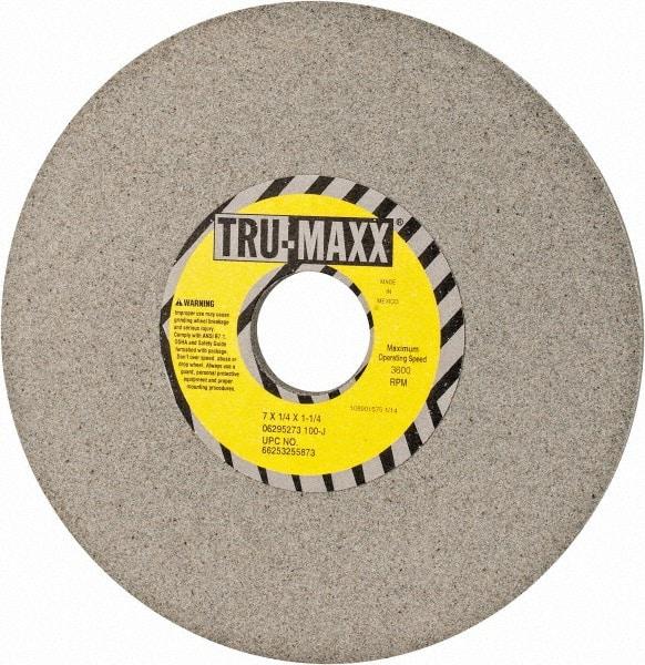 Tru-Maxx - 7" Diam x 1-1/4" Hole x 1/4" Thick, J Hardness, 100 Grit Surface Grinding Wheel - Aluminum Oxide, Type 1, Fine Grade, 3,600 Max RPM, Vitrified Bond, No Recess - Industrial Tool & Supply