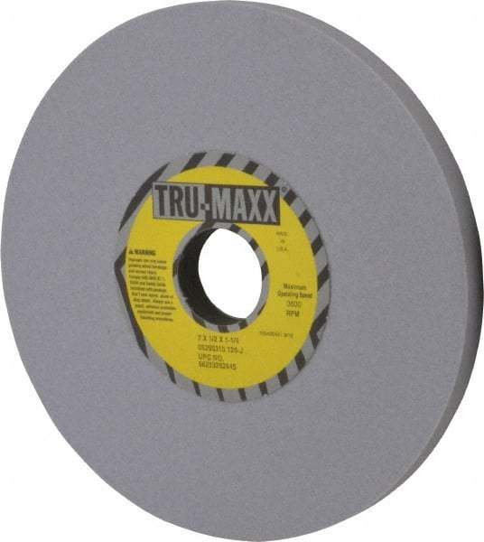 Tru-Maxx - 7" Diam x 1-1/4" Hole x 1/2" Thick, L Hardness, 120 Grit Surface Grinding Wheel - Aluminum Oxide, Type 1, Fine Grade, 3,600 Max RPM, Vitrified Bond, No Recess - Industrial Tool & Supply