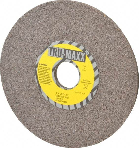 Tru-Maxx - 7" Diam x 1-1/4" Hole x 1/4" Thick, H Hardness, 46 Grit Surface Grinding Wheel - Aluminum Oxide, Type 1, Coarse Grade, 3,600 Max RPM, Vitrified Bond, No Recess - Industrial Tool & Supply