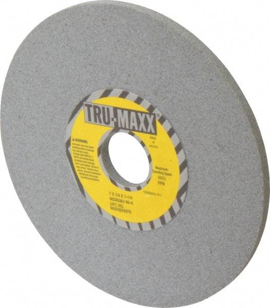 Tru-Maxx - 7" Diam x 1-1/4" Hole x 1/4" Thick, K Hardness, 80 Grit Surface Grinding Wheel - Aluminum Oxide, Type 1, Medium Grade, 3,600 Max RPM, Vitrified Bond, No Recess - Industrial Tool & Supply