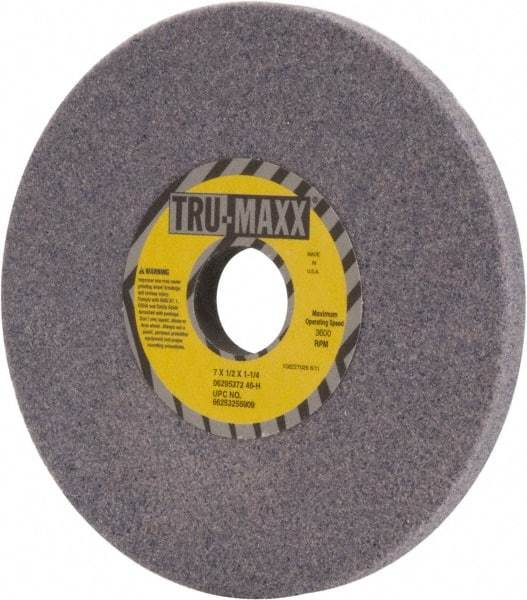 Tru-Maxx - 7" Diam x 1-1/4" Hole x 1/2" Thick, H Hardness, 46 Grit Surface Grinding Wheel - Aluminum Oxide, Type 1, Coarse Grade, 3,600 Max RPM, Vitrified Bond, No Recess - Industrial Tool & Supply