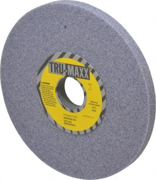 Tru-Maxx - 7" Diam x 1-1/4" Hole x 1/2" Thick, I Hardness, 46 Grit Surface Grinding Wheel - Aluminum Oxide, Type 1, Coarse Grade, 3,600 Max RPM, Vitrified Bond, No Recess - Industrial Tool & Supply