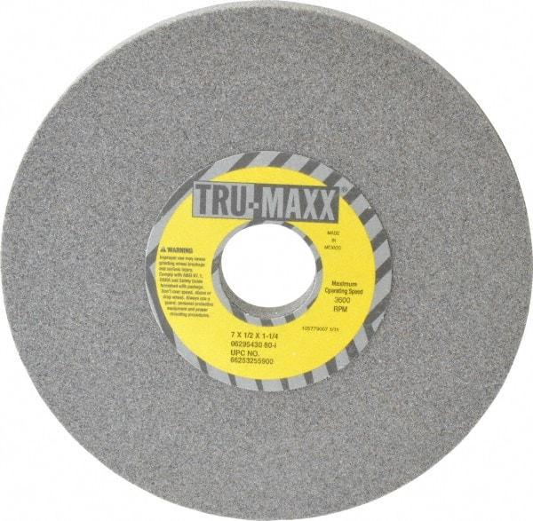 Tru-Maxx - 7" Diam x 1-1/4" Hole x 1/2" Thick, I Hardness, 80 Grit Surface Grinding Wheel - Aluminum Oxide, Type 1, Medium Grade, 3,600 Max RPM, Vitrified Bond, No Recess - Industrial Tool & Supply