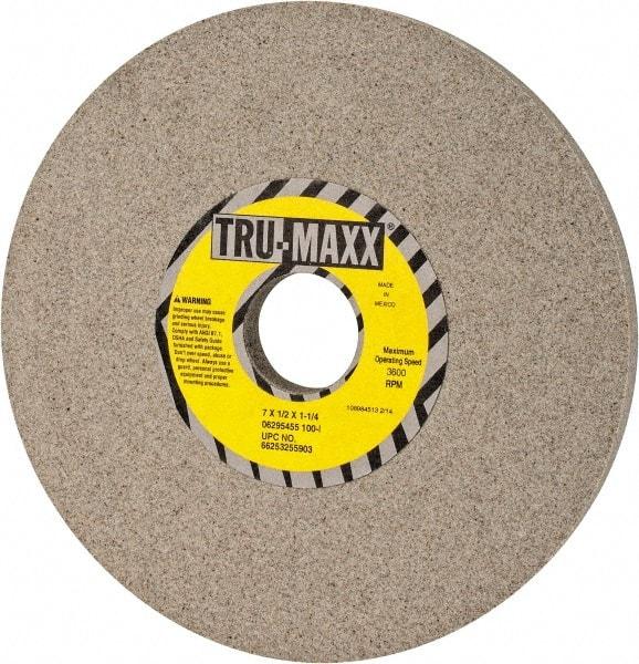 Tru-Maxx - 7" Diam x 1-1/4" Hole x 1/2" Thick, I Hardness, 100 Grit Surface Grinding Wheel - Aluminum Oxide, Type 1, Fine Grade, 3,600 Max RPM, Vitrified Bond, No Recess - Industrial Tool & Supply