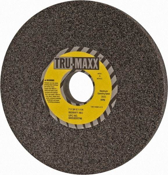 Tru-Maxx - 7" Diam x 1-1/4" Hole x 3/4" Thick, I Hardness, 46 Grit Surface Grinding Wheel - Aluminum Oxide, Type 1, Coarse Grade, 3,600 Max RPM, Vitrified Bond, No Recess - Industrial Tool & Supply