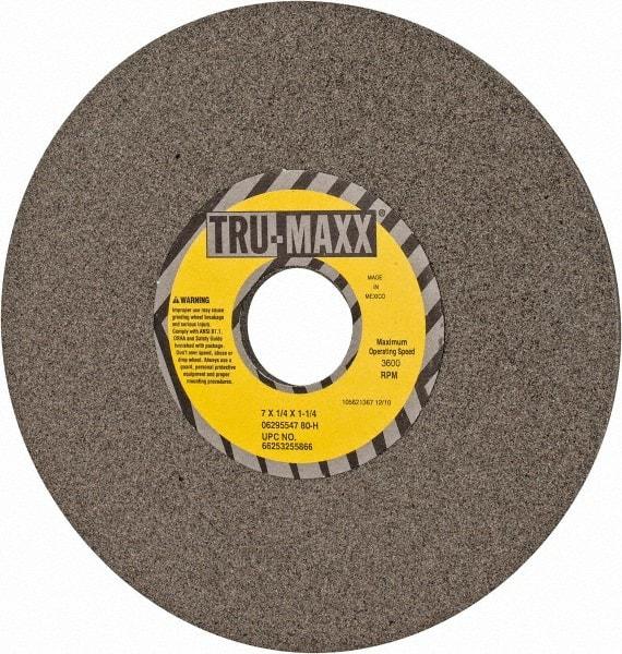 Tru-Maxx - 7" Diam x 1-1/4" Hole x 1/4" Thick, H Hardness, 80 Grit Surface Grinding Wheel - Aluminum Oxide, Type 1, Medium Grade, 3,600 Max RPM, Vitrified Bond, No Recess - Industrial Tool & Supply